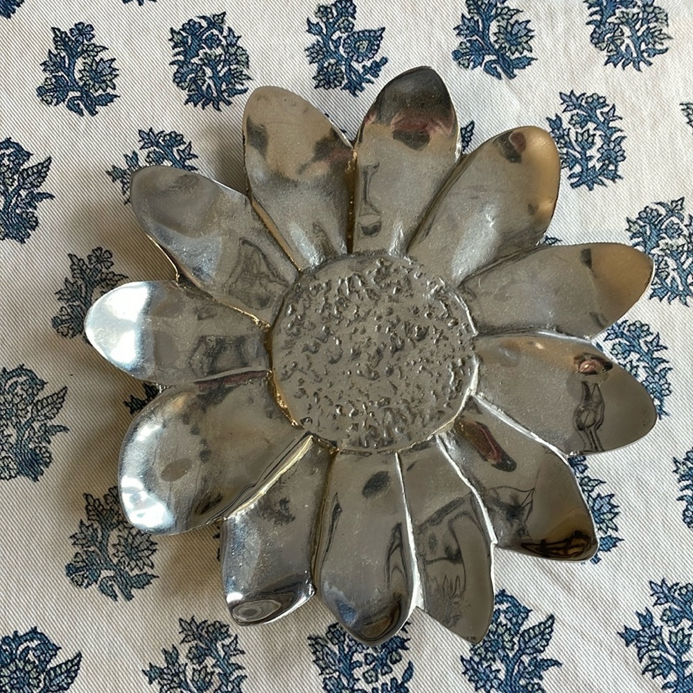 Vintage silver plate lotus flower dish.  Excellent condition